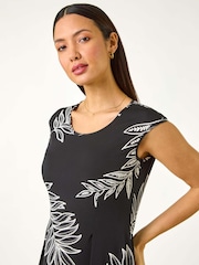 Roman Black Floral Hanky Hem Maxi Dress - Image 4 of 5