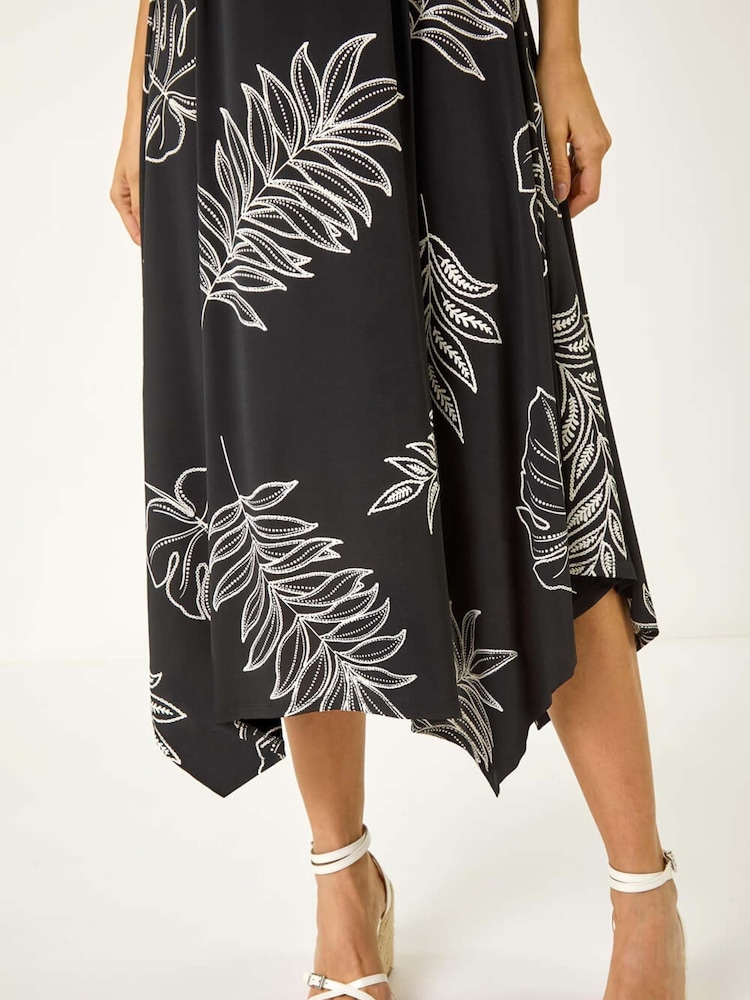 Roman Black Floral Hanky Hem Maxi Dress - Image 5 of 5