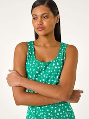 Roman Green 100% Cotton Speckled Print Midi Dress - Image 4 of 5