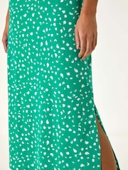 Roman Green 100% Cotton Speckled Print Midi Dress - Image 5 of 5