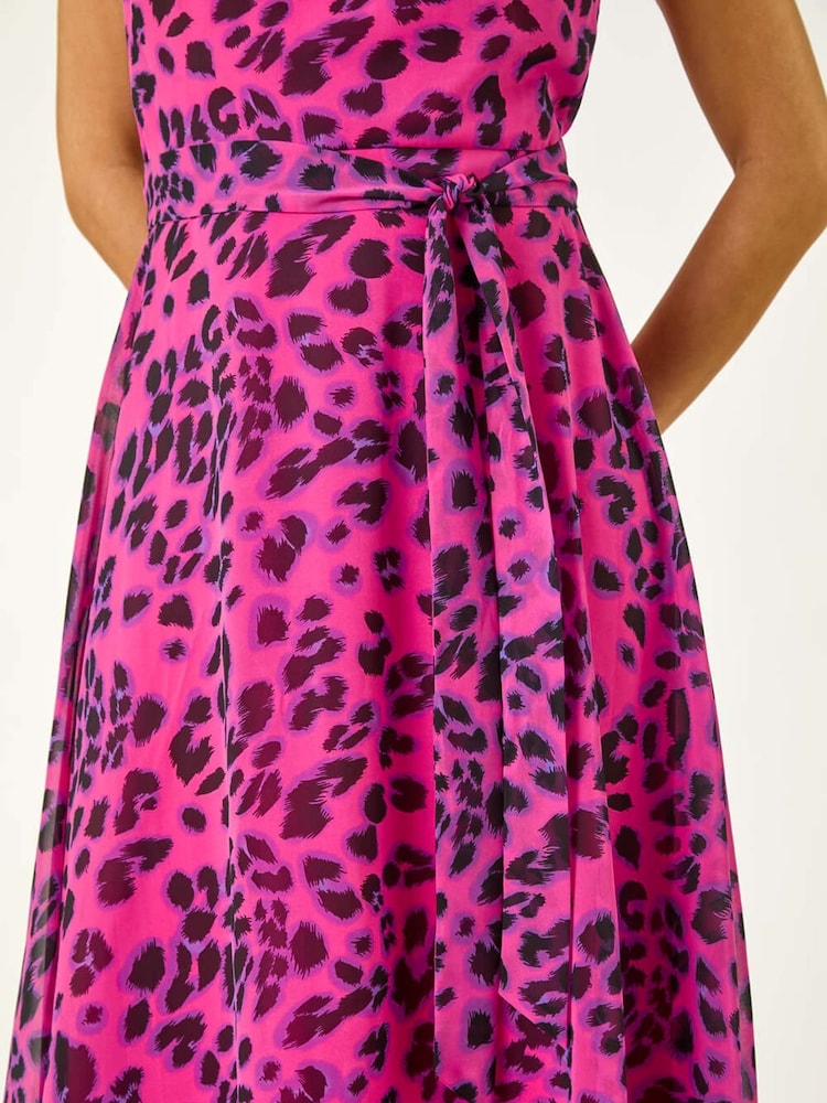 Roman Animal Print Pleated Chiffon Dress - Image 5 of 5