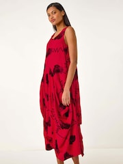 Roman Red Abstract Bubble Hem Midi Dress - Image 1 of 5