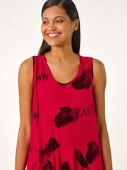 Roman Red Abstract Bubble Hem Midi Dress - Image 4 of 5
