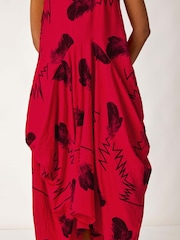 Roman Red Abstract Bubble Hem Midi Dress - Image 5 of 5