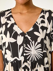 Roman Black Shadow Floral Tiered Smock Dress - Image 5 of 5