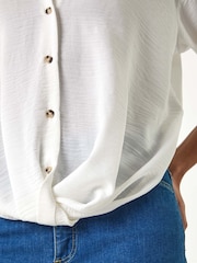 Roman White Twist Hem V-Neck Shirt - Image 5 of 5