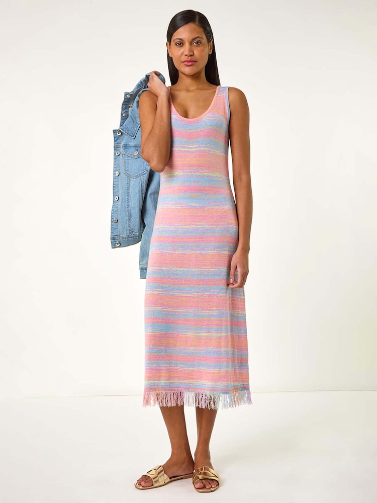 Roman Pink Space Dye Knitted Midi Dress - Image 2 of 5