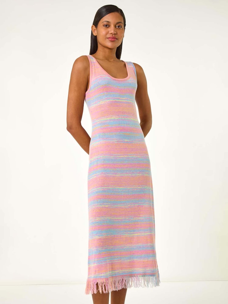 Roman Pink Space Dye Knitted Midi Dress - Image 4 of 5
