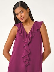Roman Pink Chiffon Ruffle Vest Top - Image 2 of 5