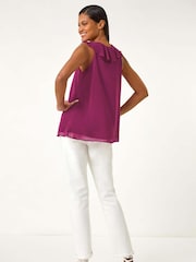 Roman Pink Chiffon Ruffle Vest Top - Image 3 of 5