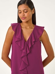 Roman Pink Chiffon Ruffle Vest Top - Image 4 of 5