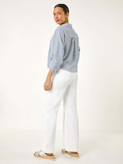 Roman Blue Twisted Hem Striped Shirt - Image 3 of 5