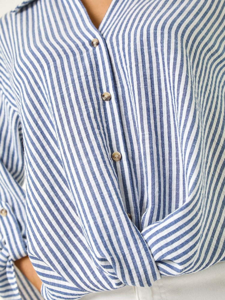 Roman Blue Twisted Hem Striped Shirt - Image 5 of 5