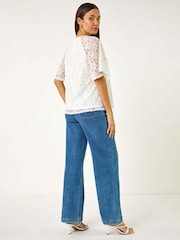 Roman White Lace Angel Sleeve Top - Image 3 of 5