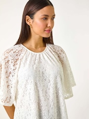 Roman White Lace Angel Sleeve Top - Image 4 of 5