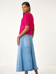 Roman Pink Textured Tie Front Shrug - Image 3 of 5