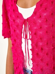Roman Pink Textured Tie Front Shrug - Image 5 of 5