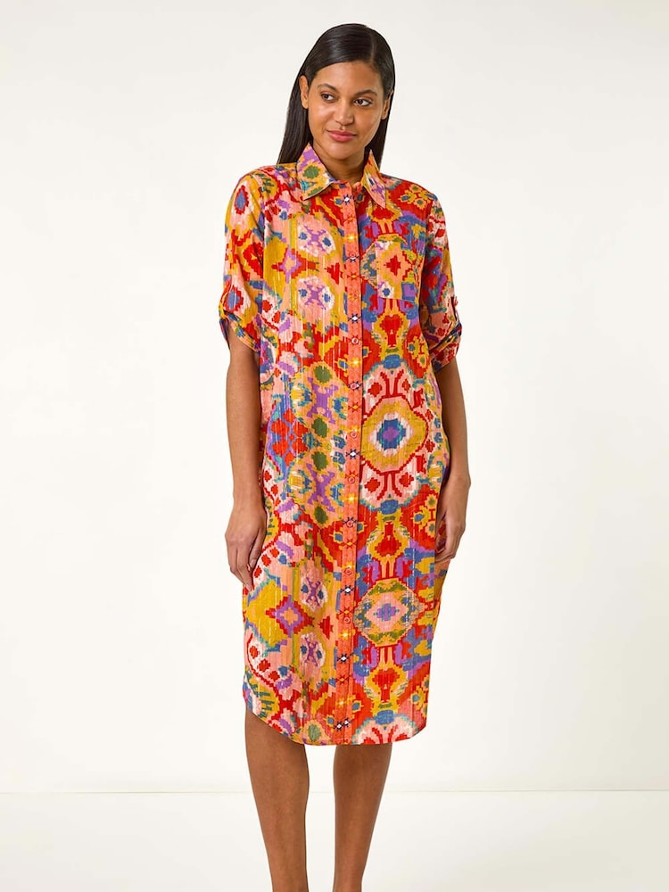 Roman Ikat Button Shirt Dress - Imagen 2 de 5 Roman Ikat Button Shirt Dress - Imagen 2 de 5