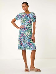 Roman Green Ditsy Floral Print Short Dress - Image 1 of 5