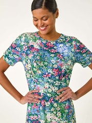 Roman Green Ditsy Floral Print Short Dress - Image 4 of 5