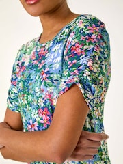 Roman Green Ditsy Floral Print Short Dress - Image 5 of 5
