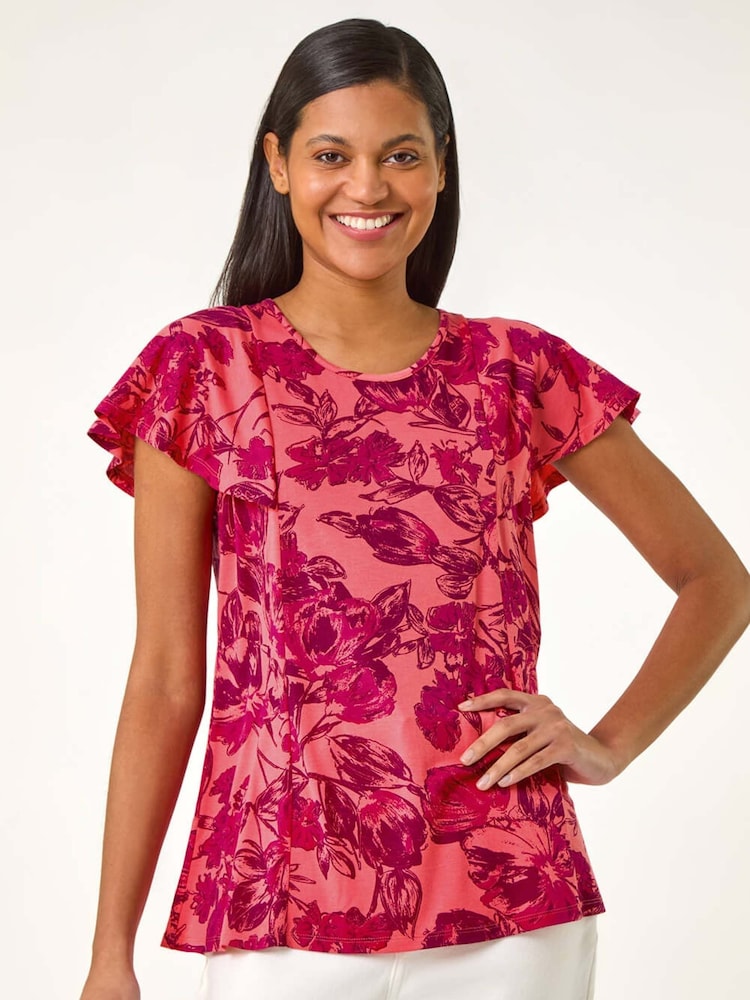 Roman Pink Angel Frill Sleeve T-Shirt - Image 1 of 5