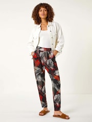 Roman Red Leaf Print Harem Trousers - Image 1 of 5