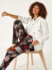 Roman Red Leaf Print Harem Trousers - Image 2 of 5