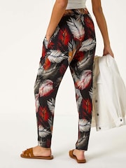 Roman Red Leaf Print Harem Trousers - Image 3 of 5