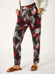 Roman Red Leaf Print Harem Trousers - Image 4 of 5