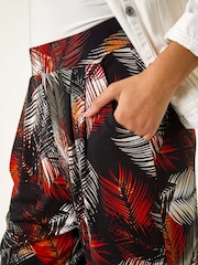 Roman Red Leaf Print Harem Trousers - Image 5 of 5