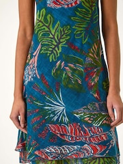 Roman Blue Tropical Double Layer 100% Cotton Dress - Image 5 of 5