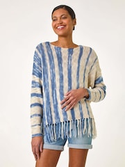 Roman Textured Fringe Hem Knit Jumper - Imagem 1 de 5