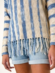 Roman Textured Fringe Hem Knit Jumper - Imagem 5 de 5