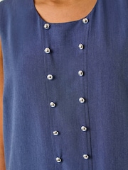 Roman Blue Button Detail Midi Dress - Image 5 of 5