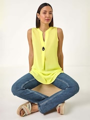 Roman Yellow Longline Buttoned Tunics Top - Image 1 of 5