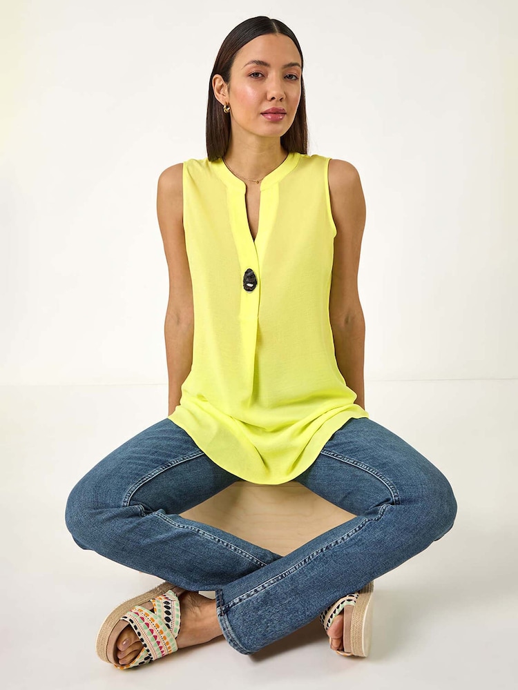 Roman Yellow Longline Buttoned Tunics Top - Image 1 of 5