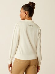 Ariat Cream Langsett Collared V-Neck Jumper - Image 2 of 5