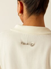 Ariat Cream Langsett Collared V-Neck Jumper - Image 4 of 5