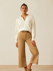 Ariat Cream Langsett Collared V-Neck Jumper - Image 5 of 5