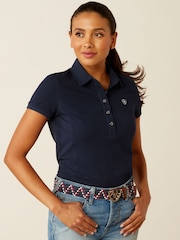 Niebieski - Ariat Blue Prix 3.0 Cotton Pique Polo Shirt - Image 1 of 4