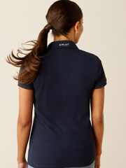 Niebieski - Ariat Blue Prix 3.0 Cotton Pique Polo Shirt - Image 2 of 4