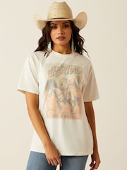 Ariat Rodeo Western Studded Graphic White T-Shirt - Image 1 of 4