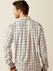 Синий - Ariat Blue Napa Button Down Long Sleeve Plaid Shirt - Image 2 of 4