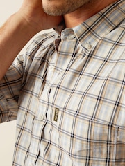 Синий - Ariat Blue Napa Button Down Long Sleeve Plaid Shirt - Image 4 of 4