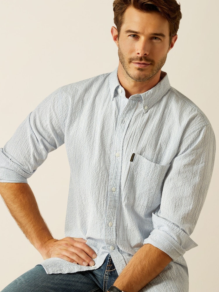 Ariat синий Grafham Seersucker Stipe - Image 1 of 5