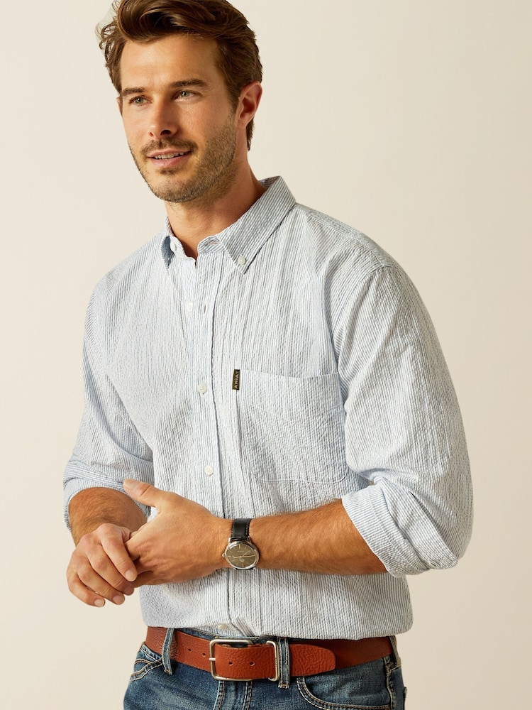 Ariat синий Grafham Seersucker Stipe - Image 2 of 5