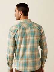 Ariat Retro Fit Blue Hardin Western 100% Cotton Check Shirt - Image 2 of 4