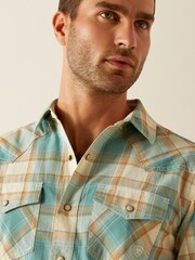 Ariat Retro Fit Blue Hardin Western 100% Cotton Check Shirt - Image 4 of 4