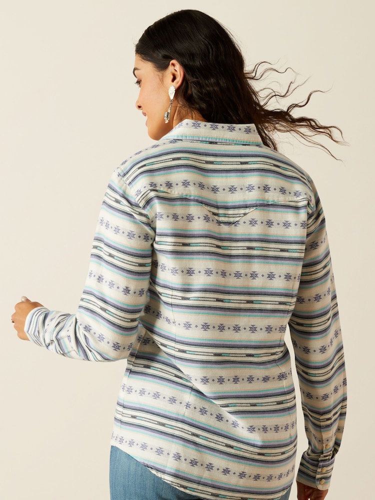 Ariat Cream Seaside Western Serape Print 100% Cotton Snap Closure Shirt - Bild 2 von 4